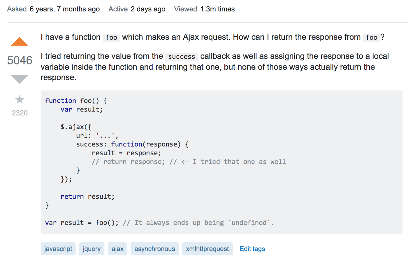 Stackoverflow question about returning from an async function