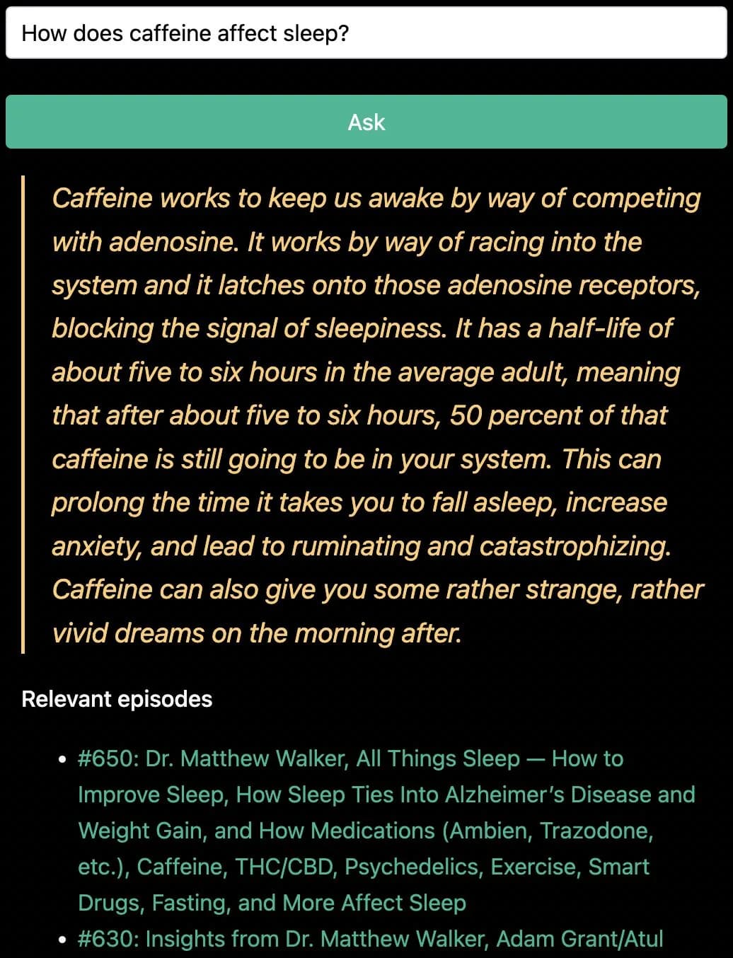 How does caffeine affect sleep?